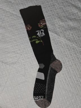 BURTON WOOL Black Floral Tall Socks